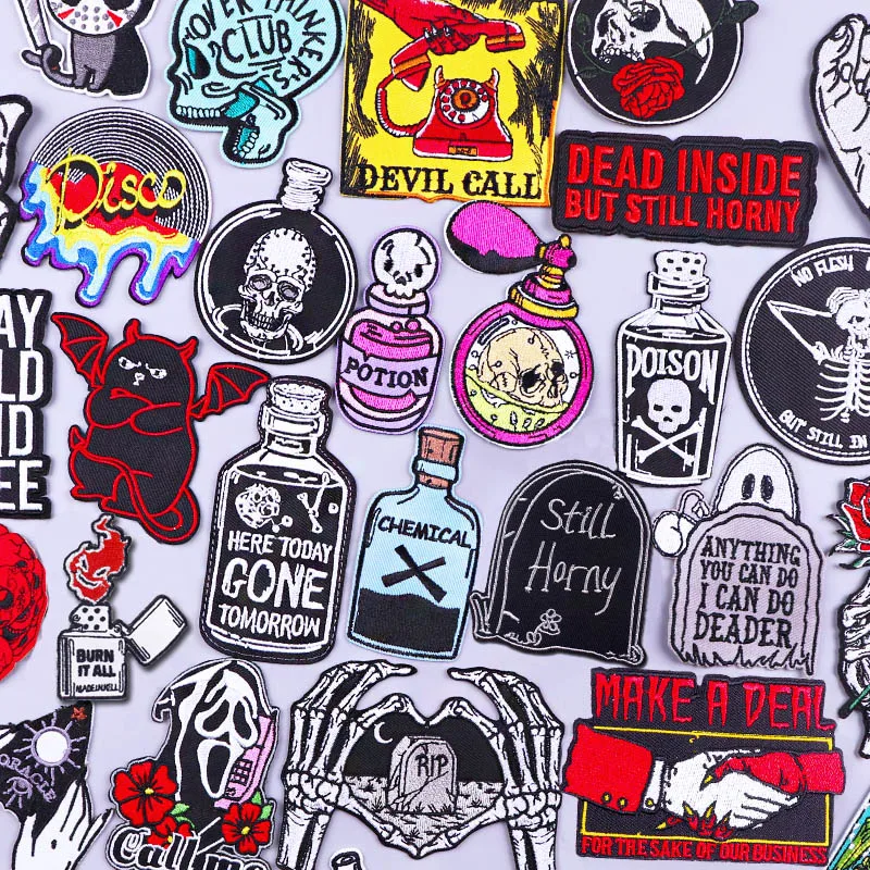 Skeleton Bottle Embroidered Patch Punk Skull Patch Iron On Patches For Clothing Thermoadhesive Patches On Clothes DIY Appliques
Skeleton Bottle Embroidered Patch Punk Skull Patch Iron On Patches For Clothing Thermoadhesive Patches On Clothes DIY Appliques