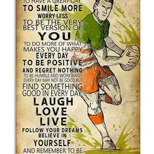 Rugby Lesson Today is A Good Day,Motivational Inspirational Home Living Dining Room Dent Dormroom Wall Plaque Tin Sign Metal