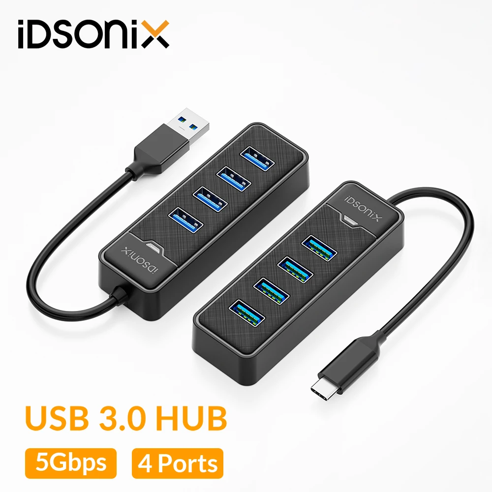iDsonix USB 3.0 HUB USB Splitter 5Gbps High Speed 4 Port Data Adapter Expander Multiport Hub USB 3 0 for PC Computer Accessories
iDsonix USB 3.0 HUB USB Splitter 5Gbps High Speed 4 Port Data Adapter Expander Multiport Hub USB 3 0 for PC Computer Accessories