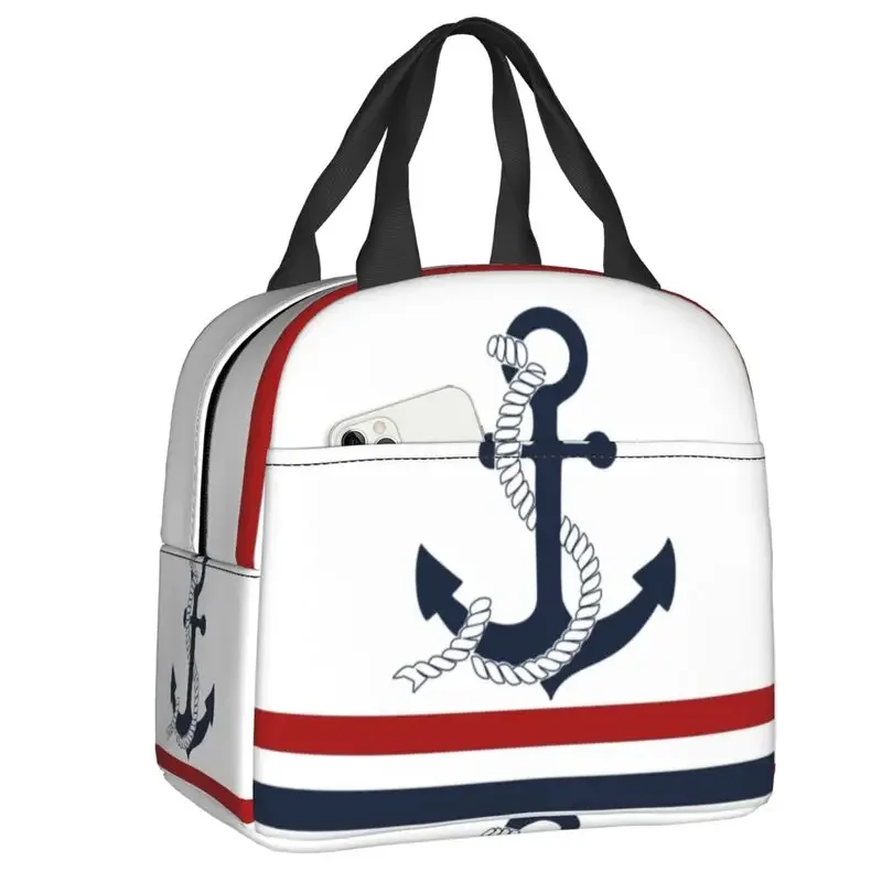 Nautical Blue Anchors With Stripes Insulated Lunch Bag Women Portable Sailing Sailor Cooler Thermal Lunch Box Office Work School
Nautical Blue Anchors With Stripes Insulated Lunch Bag Women Portable Sailing Sailor Cooler Thermal Lunch Box Office Work School