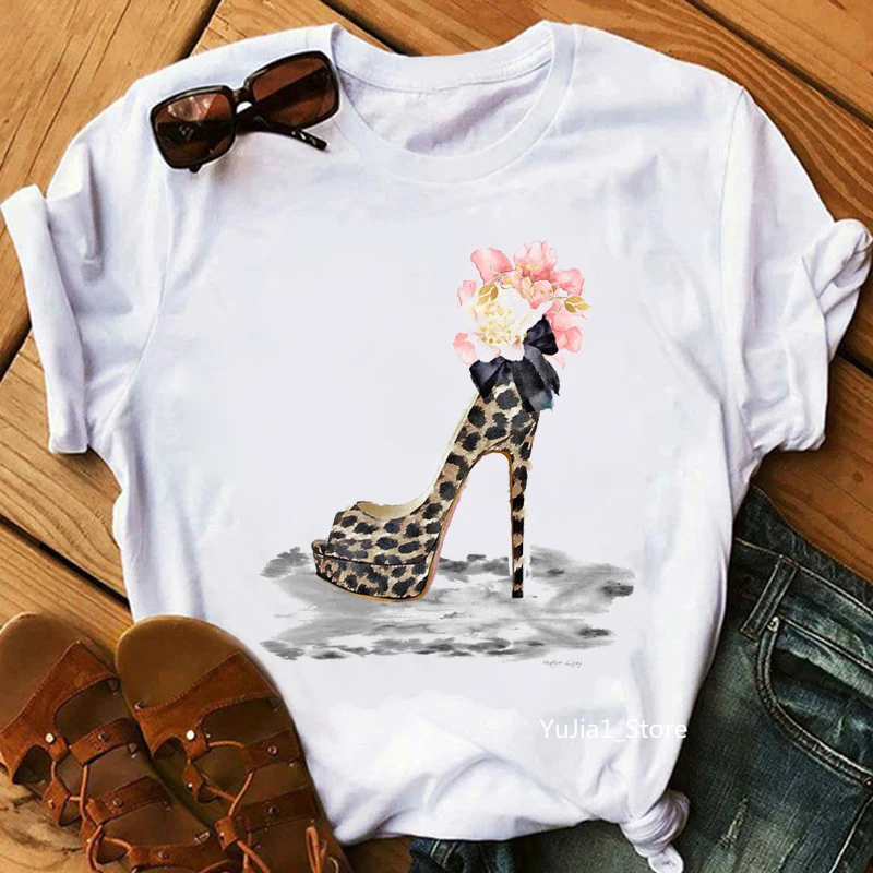 Watercolor High Heels Leopard Print T-Shirt Women'S Clothing 2021 Pink Flowers Tshirt Femme Summer Fashion T Shirt Female
Watercolor High Heels Leopard Print T-Shirt Women'S Clothing 2021 Pink Flowers Tshirt Femme Summer Fashion T Shirt Female