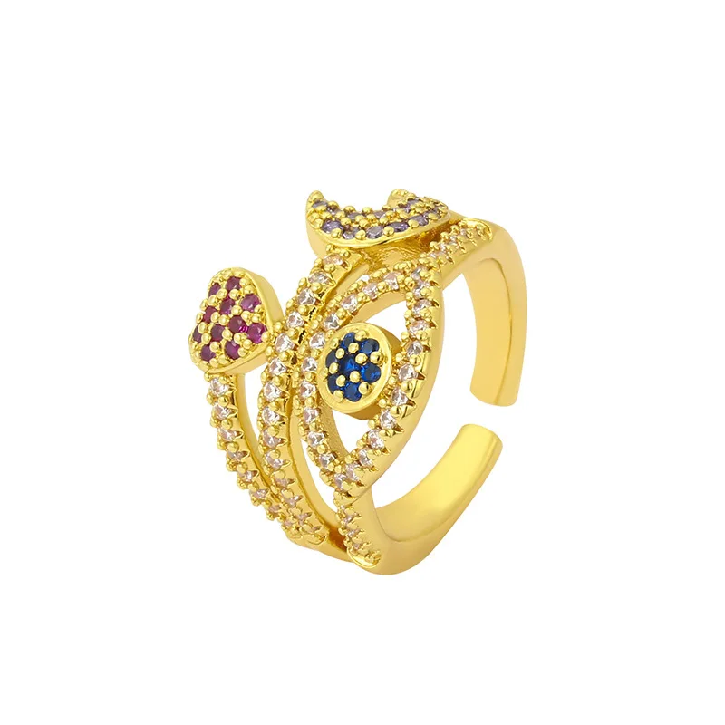 Fashion Rainbow Zircon Star Moon Eye Geometric Ring Gold Color Open Adjustable Ring for Women Jewelry Gift
Fashion Rainbow Zircon Star Moon Eye Geometric Ring Gold Color Open Adjustable Ring for Women Jewelry Gift