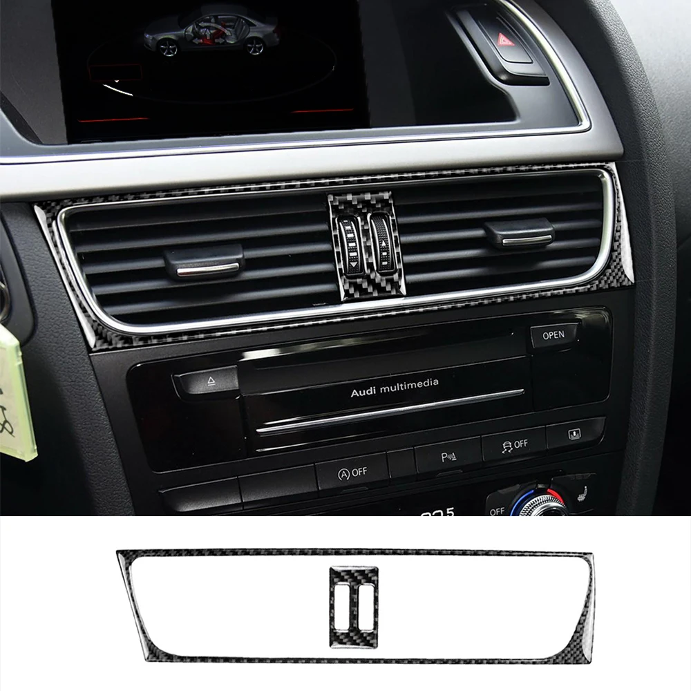 

For Audi A4 A5 B8 Car Center Control Air Conditioning Outlet Decorative Covers Sticker Carbon Fiber Decoration Accessories