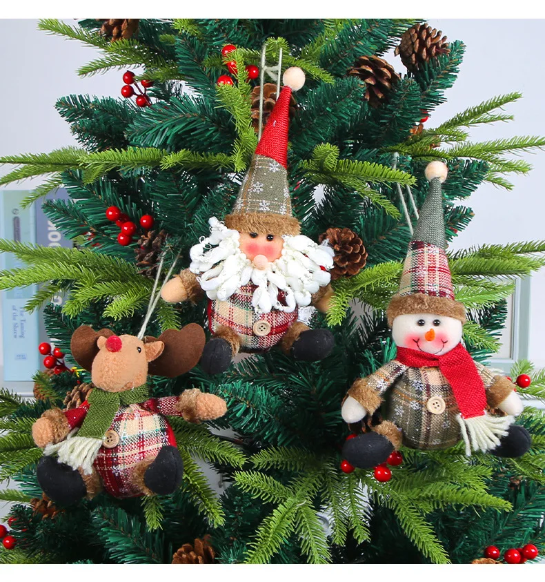 

3pcs Fat Snowman Elk Doll Toys Gnome Stuffed Dolls Home Decoration Gingham Button Gift Desktop Figurine Christmas Ornaments Doll