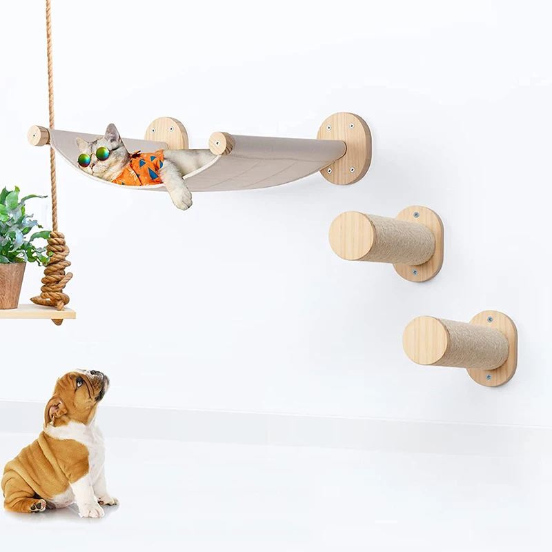 Cat Scratching Climbing Post Ladder Wall-mounted Cat Hammock Bed Pet Furniture Kitten Wall Shelf Cat Perch Wooden Cat Tree House 
Cat Scratching Climbing Post Ladder Wall-mounted Cat Hammock Bed Pet Furniture Kitten Wall Shelf Cat Perch Wooden Cat Tree House