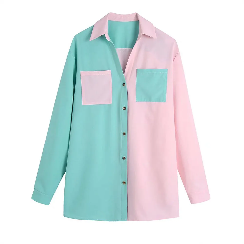 Women 2022 New Fashion Patch Pocket Stitching Blouse Vintage Lapel Long Sleeve Single Breasted Female Shirt Chic Top Mujer
Women 2022 New Fashion Patch Pocket Stitching Blouse Vintage Lapel Long Sleeve Single Breasted Female Shirt Chic Top Mujer