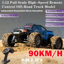 Professional 4WD Brushless Off-Road RC Racing Truck 90KM/H Hydraulic Shock Absorber Waterproof ESP LED Light Radio Control Truck