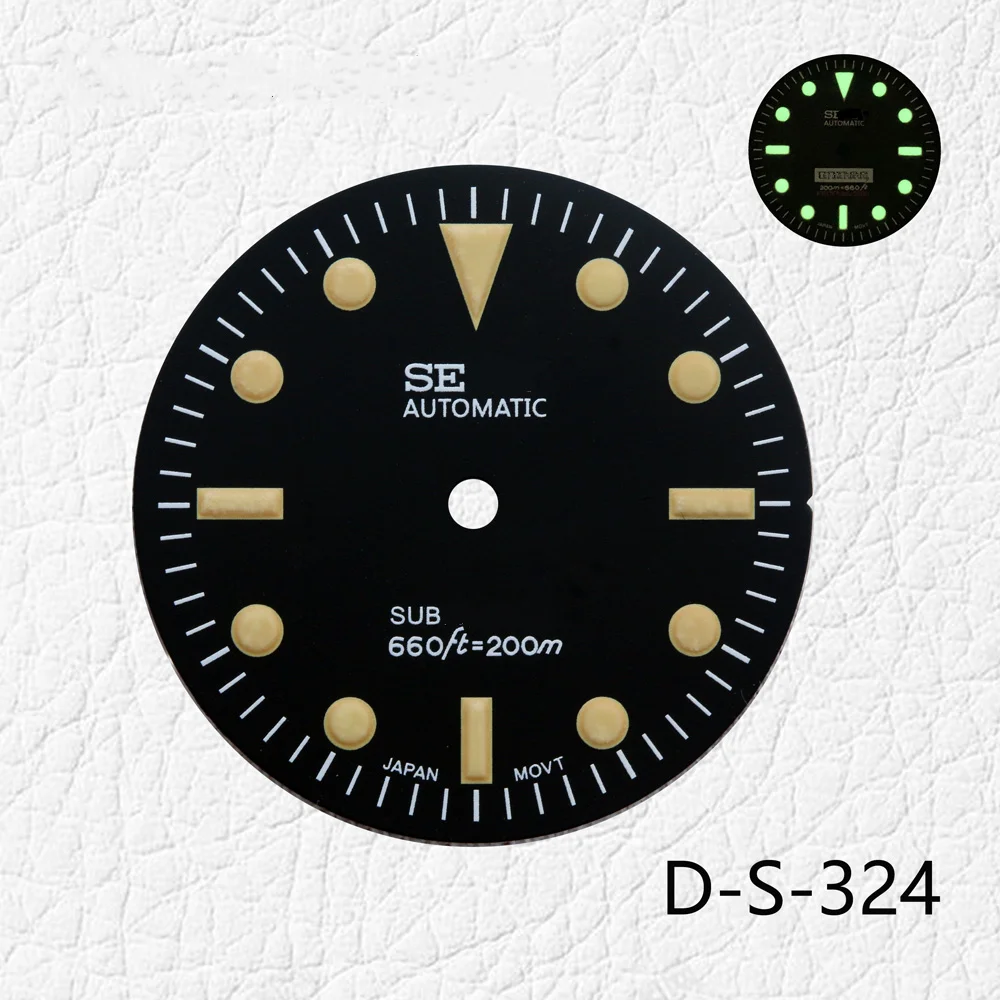 

SUB Nh36 Watch Nh35 Dial S Logo 28.5mm Dial Modified SK007 Dial with Green Glow Is Suitable for Assembling NH35/NH36 Movement