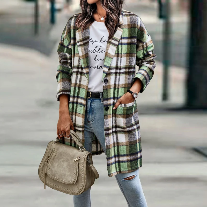 Vintage Loose Cardigan Lapel Overcoat Women Autumn Winter Pocket Plaid Warm Coats Casual Street Loose Long Sleeve Button Jackets
Vintage Loose Cardigan Lapel Overcoat Women Autumn Winter Pocket Plaid Warm Coats Casual Street Loose Long Sleeve Button Jackets