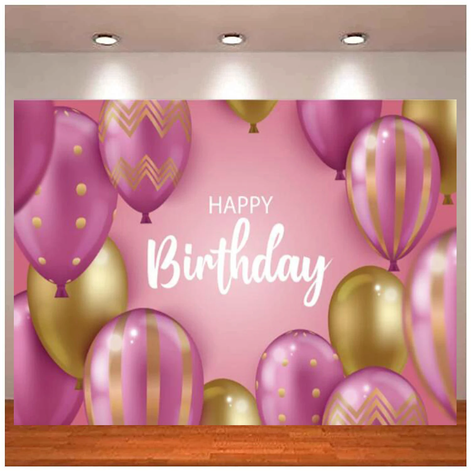 

Фон для фотосъемки с изображением фиолетовых золотых полос воздушных шаров Девочки принцессы 16-го 18-го 20-го 30-го дня рождения фон для вечери...