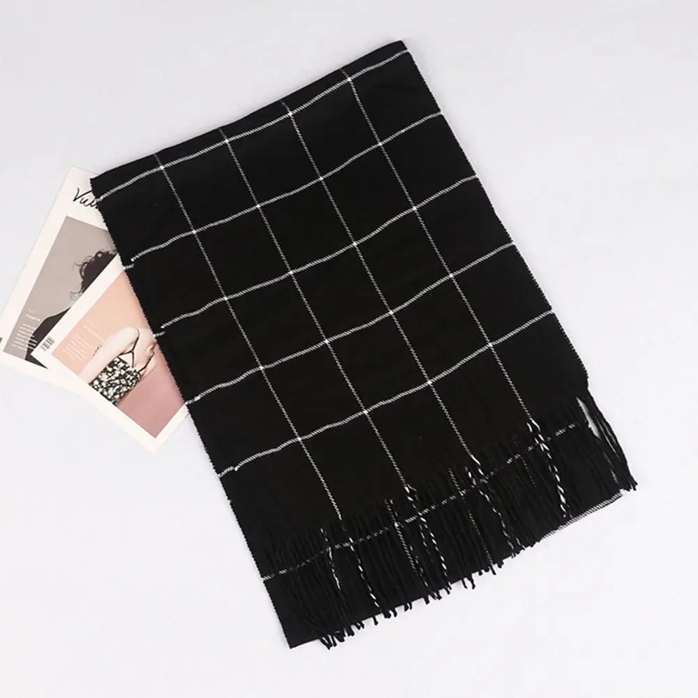 

Plaid Fringed Scarf Women Winter Shawls Warm British Style Thicken Man Scarves Versatile Unisex Scarves Checked Blanket 2023