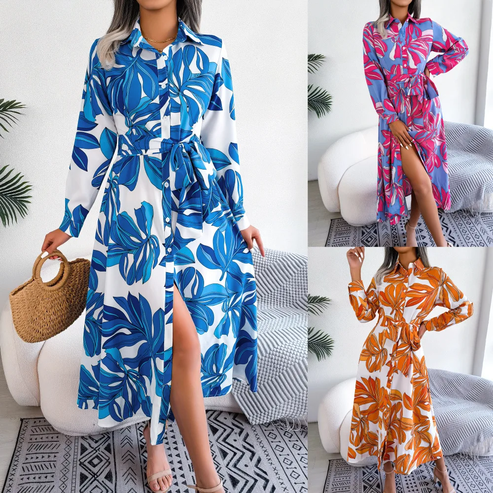Vestidos Sexys Mujer Sexy Dress Spring and Summer, Lapel Tie Up Shirt Skirt, Long Skirt, Amazon Cross-border Women's Clothing
Vestidos Sexys Mujer Sexy Dress Spring and Summer, Lapel Tie Up Shirt Skirt, Long Skirt, Amazon Cross-border Women's Clothing