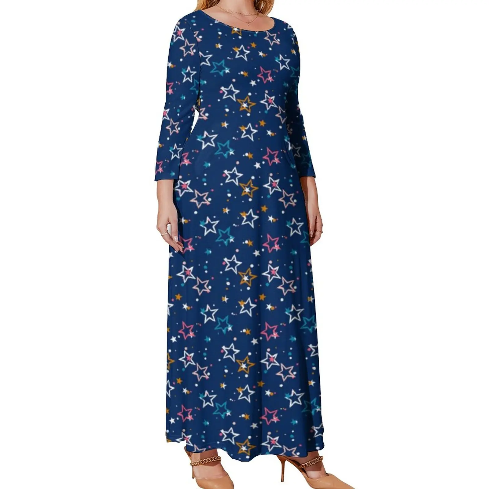 Colorful Stars Dress Dots Print Custom Beach Dresses Long Sleeve Street Style Long Maxi Dress Vintage Vestido Plus Size 3XL 4XL 
Colorful Stars Dress Dots Print Custom Beach Dresses Long Sleeve Street Style Long Maxi Dress Vintage Vestido Plus Size 3XL 4XL