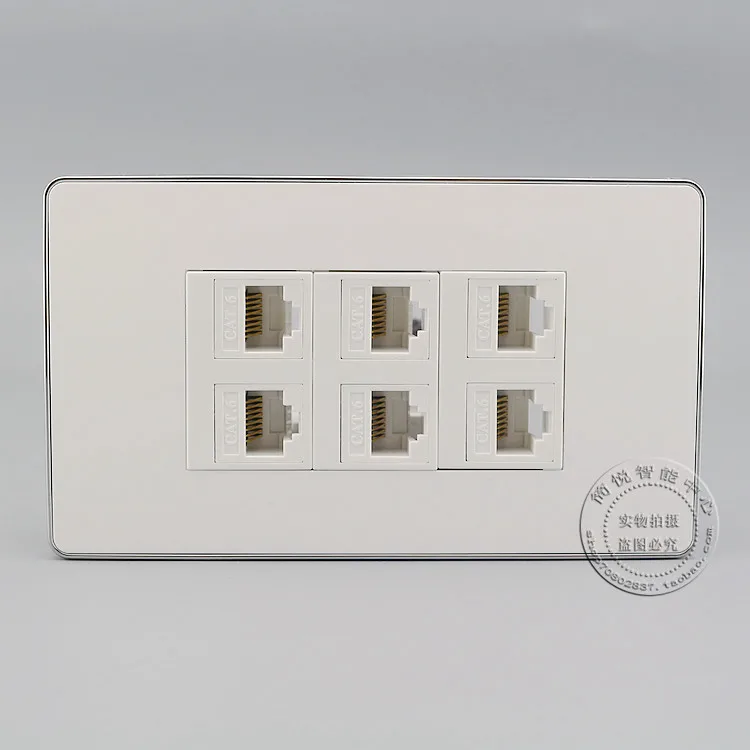 120MM Wall Socket Plate 6 Ports LAN Network Cat6 RJ45 Faceplate Outlet Home Adapter
120MM Wall Socket Plate 6 Ports LAN Network Cat6 RJ45 Faceplate Outlet Home Adapter
