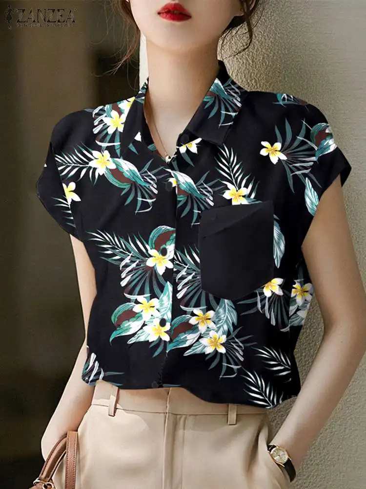 ZANZEA Casual Lapel Collar Blouse Women Short Sleeve Tops Bohemian Buttons Shirt Pocket Floral Print 2023 Summer Fashion Chemise
ZANZEA Casual Lapel Collar Blouse Women Short Sleeve Tops Bohemian Buttons Shirt Pocket Floral Print 2023 Summer Fashion Chemise