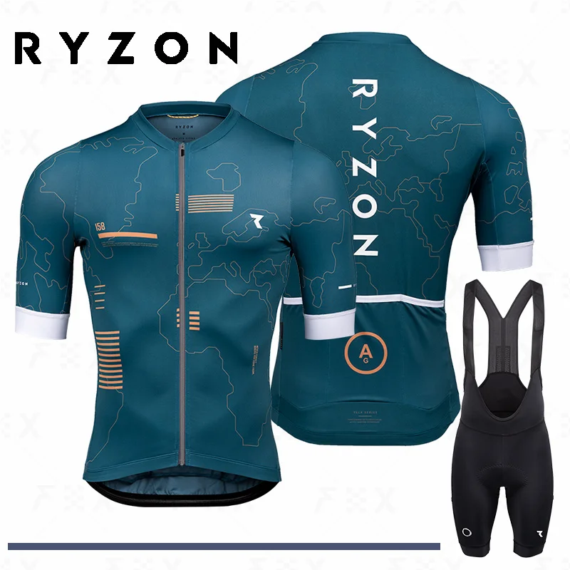 

2023 RYZON Summer Cycling Jersey set Short Sleeve Road Bike Clothing Sports Bicycle Clothes MTB maillot Ropa ciclismo Bib shorts