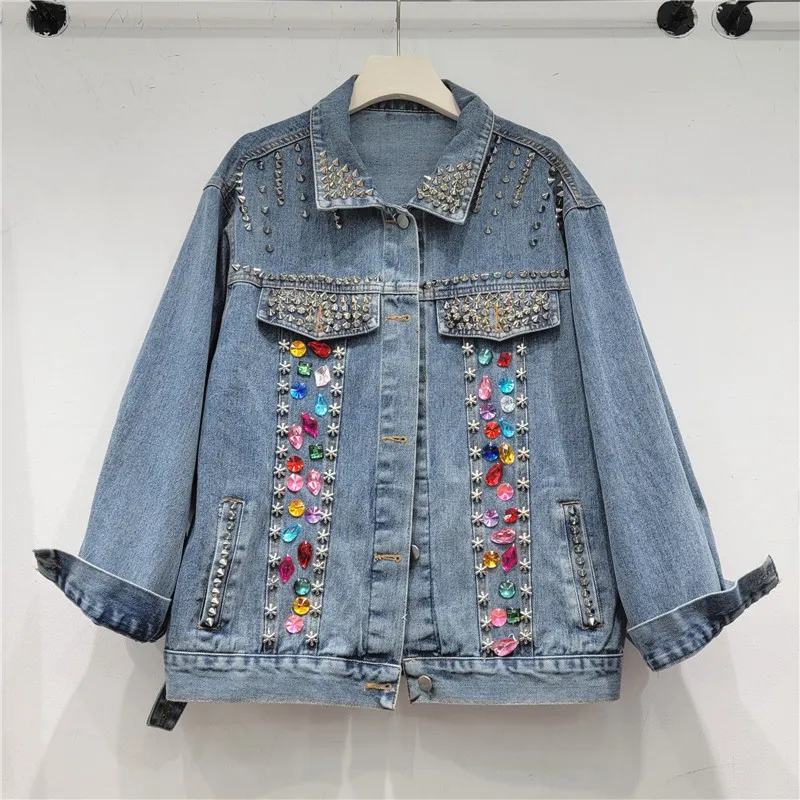 Женский джинсовый короткий пиджак, однобортный свободный ковбойский топ с цветными кристаллами и заклепками, уличная куртка для девушек, весна 2023
Женский джинсовый короткий пиджак, однобортный свободный ковбойский топ с цветными кристаллами и заклепками, уличная куртка для девушек, весна 2023