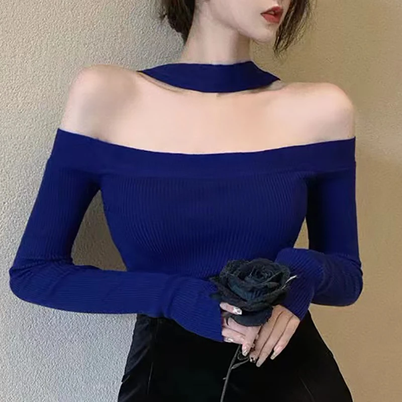 Sexy Slim Halter Sweater Women Mujer 2022 Autumn Long Sleeve Top Korean style Knitted Cropped Sweaters Pullover Jumpers Pulls
Sexy Slim Halter Sweater Women Mujer 2022 Autumn Long Sleeve Top Korean style Knitted Cropped Sweaters Pullover Jumpers Pulls