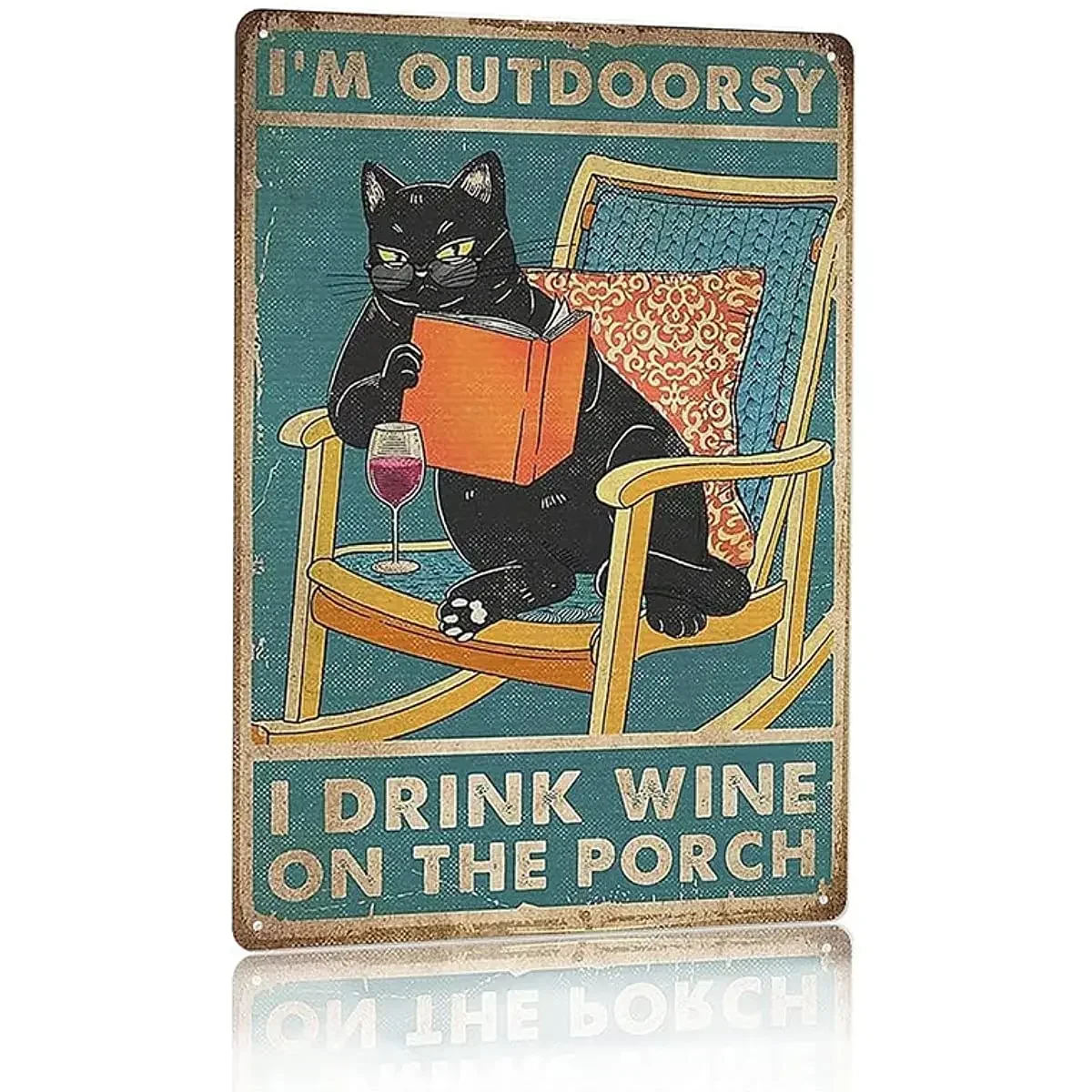 Cartoon Funny Cat I'm Outdoorsy I Drink Wine on The Porch Metal Sign Vintage Sign Wall for Living Room Wine Cuadros Home Decor
Cartoon Funny Cat I'm Outdoorsy I Drink Wine on The Porch Metal Sign Vintage Sign Wall for Living Room Wine Cuadros Home Decor