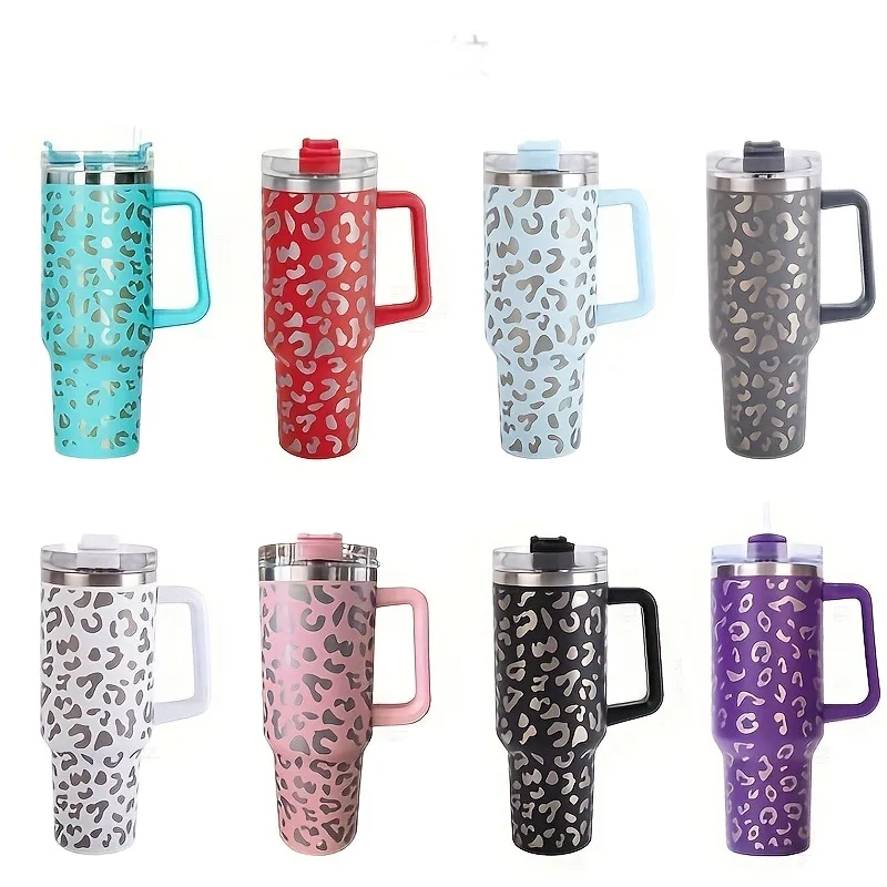 40oz Leakproof Stainless Steel Insulated Cup Leopard print Vacuum Car Cup With Handle And Straw Cup Suitable For Outdoor Sports 
40oz Leakproof Stainless Steel Insulated Cup Leopard print Vacuum Car Cup With Handle And Straw Cup Suitable For Outdoor Sports