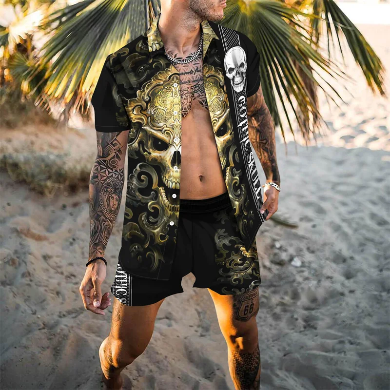 Grim Reaper Skull Print Summer Hawaiian Beach Men Shirt Suit Lapel Button Short Sleeve Shorts 2 Piece Set Travel Holiday Casual
Grim Reaper Skull Print Summer Hawaiian Beach Men Shirt Suit Lapel Button Short Sleeve Shorts 2 Piece Set Travel Holiday Casual