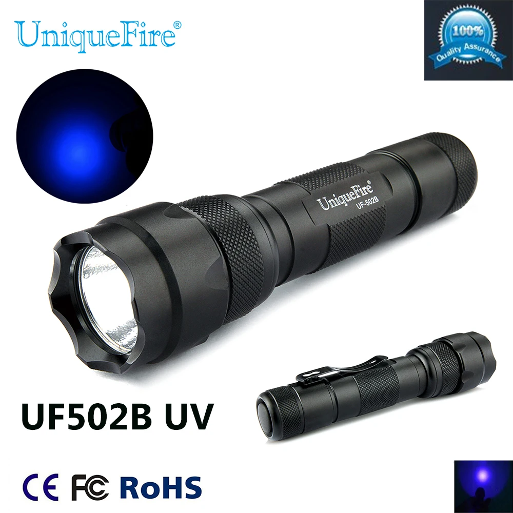 

Uniquefire 502B 1 Mode UV 395-400nm LED Flashlight Torch Ultraviolet Light For Searching Camping Range