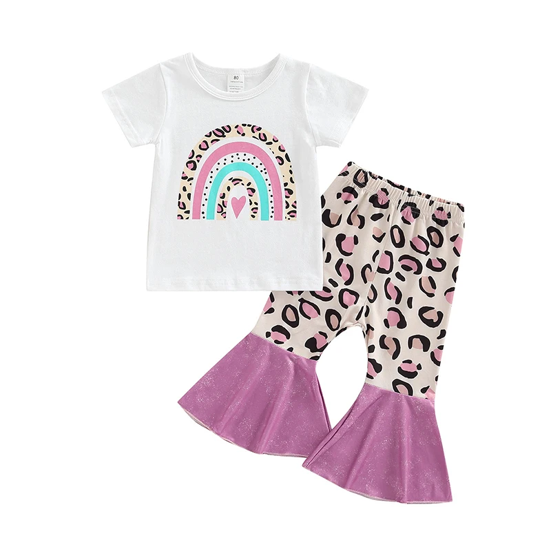 2022, костюм для маленьких девочек, повседневный топ с коротким рукавом и радужным принтом + расклешенные длинные брюки с леопардовым принтом,...
2022, костюм для маленьких девочек, повседневный топ с коротким рукавом и радужным принтом + расклешенные длинные брюки с леопардовым принтом,...