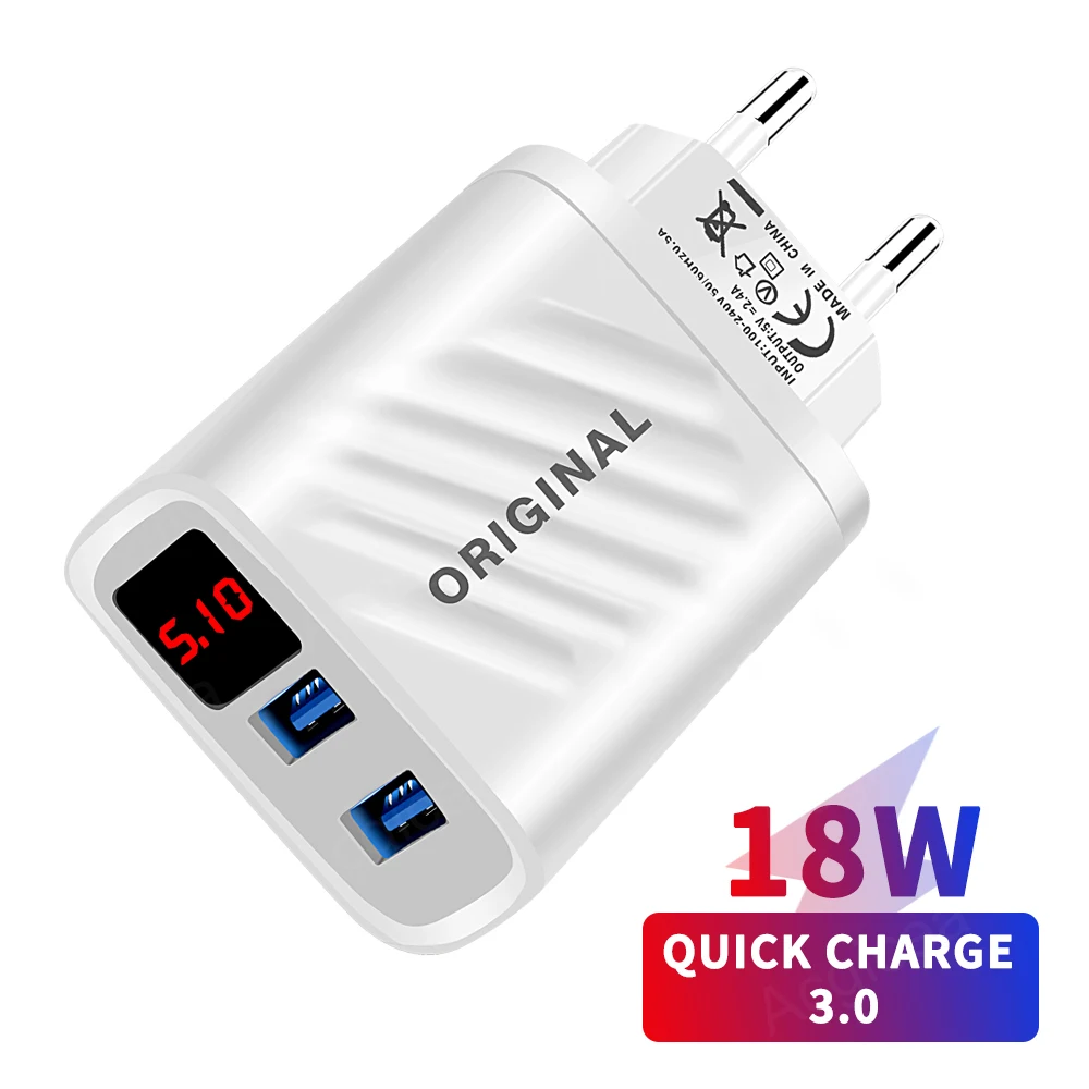 USB Charger Fast Charging Phone Charger With Display QC 3.0 For iphone 12 11 8 Pro Xiaomi Huawei EU/US/UK Plug Universal Adapter
USB Charger Fast Charging Phone Charger With Display QC 3.0 For iphone 12 11 8 Pro Xiaomi Huawei EU/US/UK Plug Universal Adapter