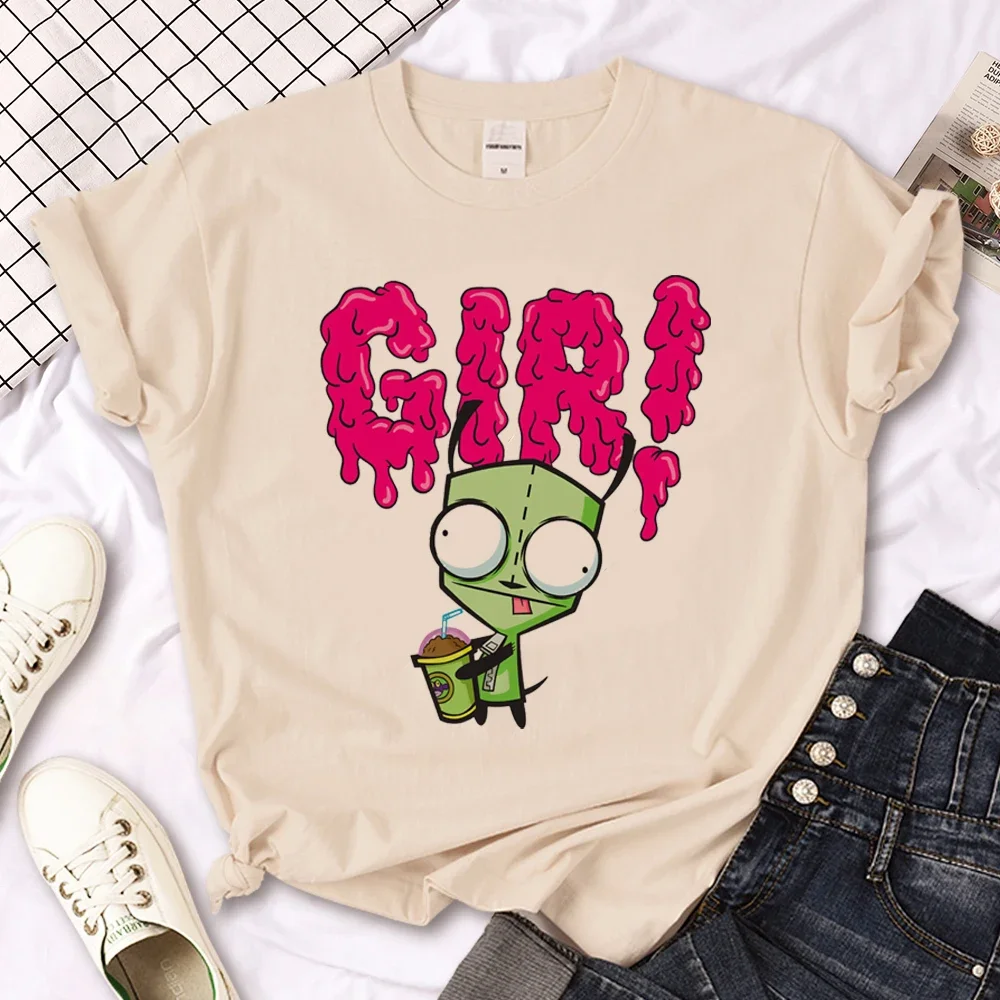 Футболки Invader Zim Женская комиксная уличная одежда дизайнерская женская футболка