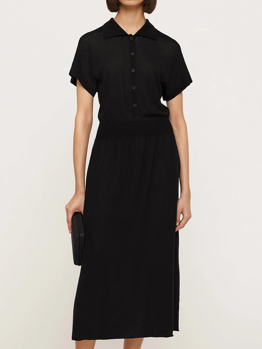 Fancy Knitted Black Dress Elegant Woman Clothing Turn-down Collar Short Sleeves Dresses Ladies Vintage Casual Robes 2022 Summer
Fancy Knitted Black Dress Elegant Woman Clothing Turn-down Collar Short Sleeves Dresses Ladies Vintage Casual Robes 2022 Summer
