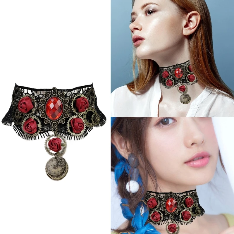 Rose Lace Choker Necklace Black Hollow Lace Necklace Adjustable Choker Gothic Fashion Jewelry for Women and Girls 
Rose Lace Choker Necklace Black Hollow Lace Necklace Adjustable Choker Gothic Fashion Jewelry for Women and Girls