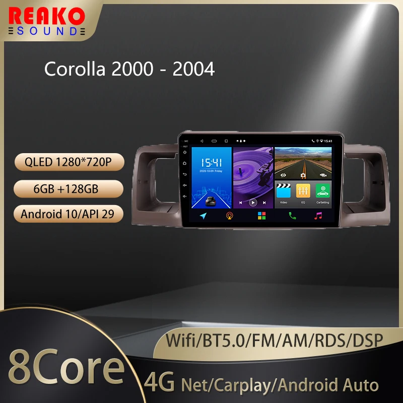Автомобильный радиоприемник 2 Din реакosound для Toyota Corolla E130 E120 2000-2004 с голосовым ИИ мультимедийным видеоплеером и Навигатором GPS Android Auto 
Автомобильный радиоприемник 2 Din реакosound для Toyota Corolla E130 E120 2000-2004 с голосовым ИИ мультимедийным видеоплеером и Навигатором GPS Android Auto