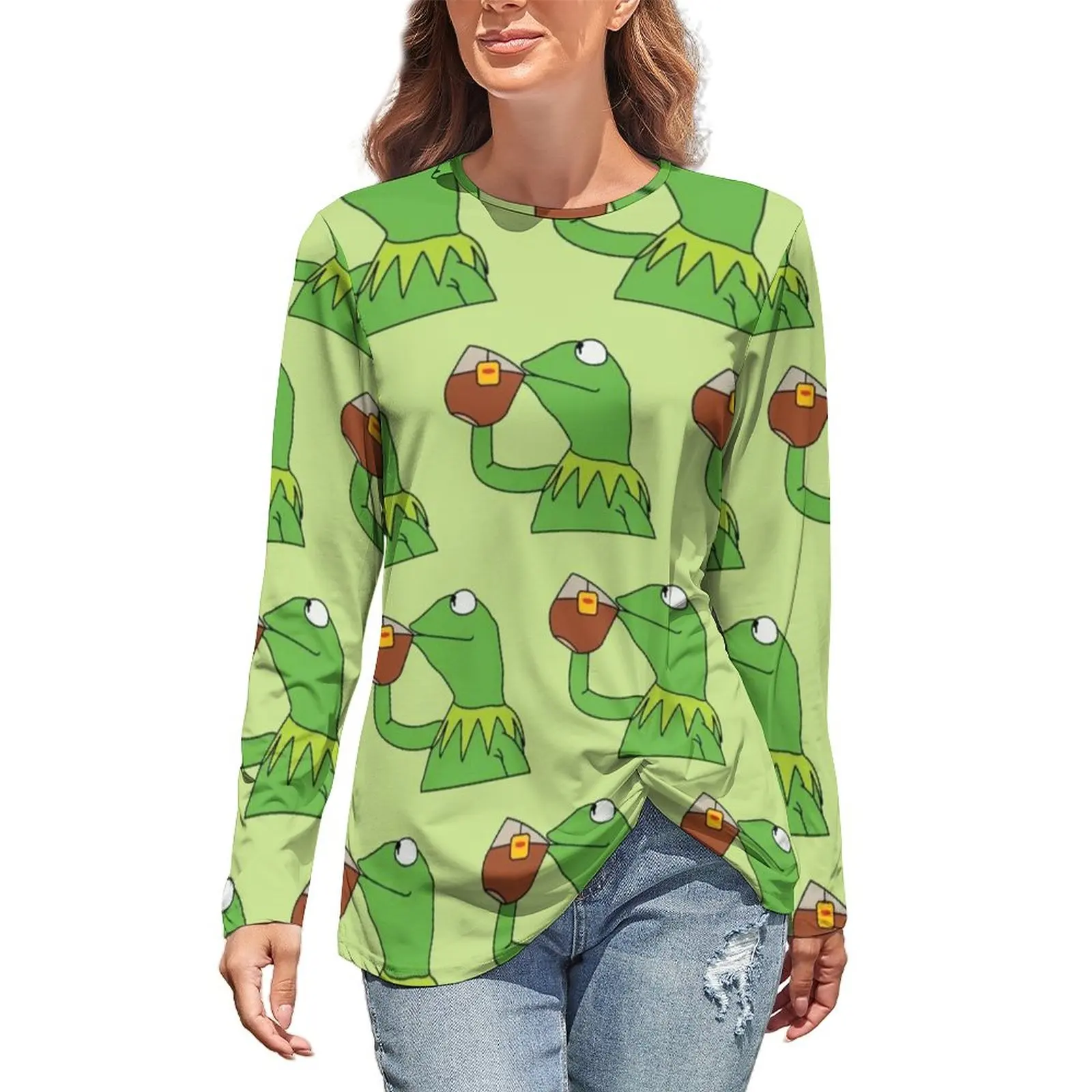Frog Meme T-Shirts Tea Has Been Served Casual Long Sleeve T-Shirt Cute Print Tees Women Tops Big Size 3XL 4XL
Frog Meme T-Shirts Tea Has Been Served Casual Long Sleeve T-Shirt Cute Print Tees Women Tops Big Size 3XL 4XL