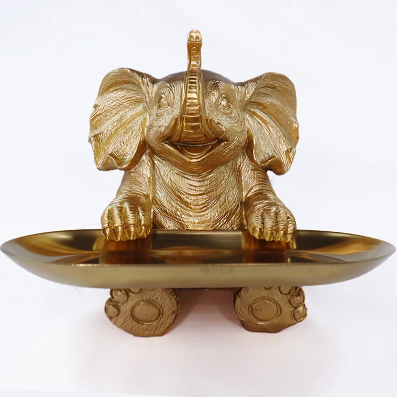 

Статуя для домашнего декора, статуэтка для украшения гостиной, статуэтка в виде слона из смолы, скульптура, поднос для хранения ключей, подарок для интерьера