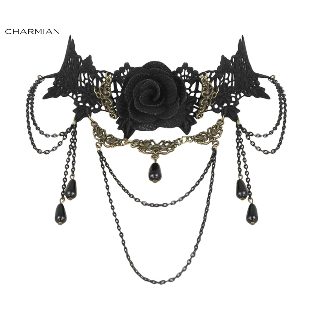 Charmian Women's Gothic Accessories Steampunk Party Beads Chain Lace Vintage Wedding Decorative Necklace Handmade Choker Jewelry
Charmian Women's Gothic Accessories Steampunk Party Beads Chain Lace Vintage Wedding Decorative Necklace Handmade Choker Jewelry