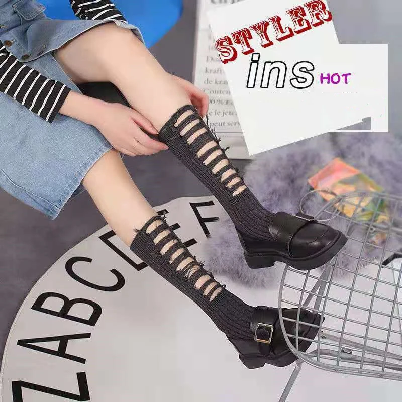 Women Ripped Candy Color Cute Socks New Trendy Ribbed Female Hollow Out Street Cotton Socks Beggar Socks High Tube
Women Ripped Candy Color Cute Socks New Trendy Ribbed Female Hollow Out Street Cotton Socks Beggar Socks High Tube