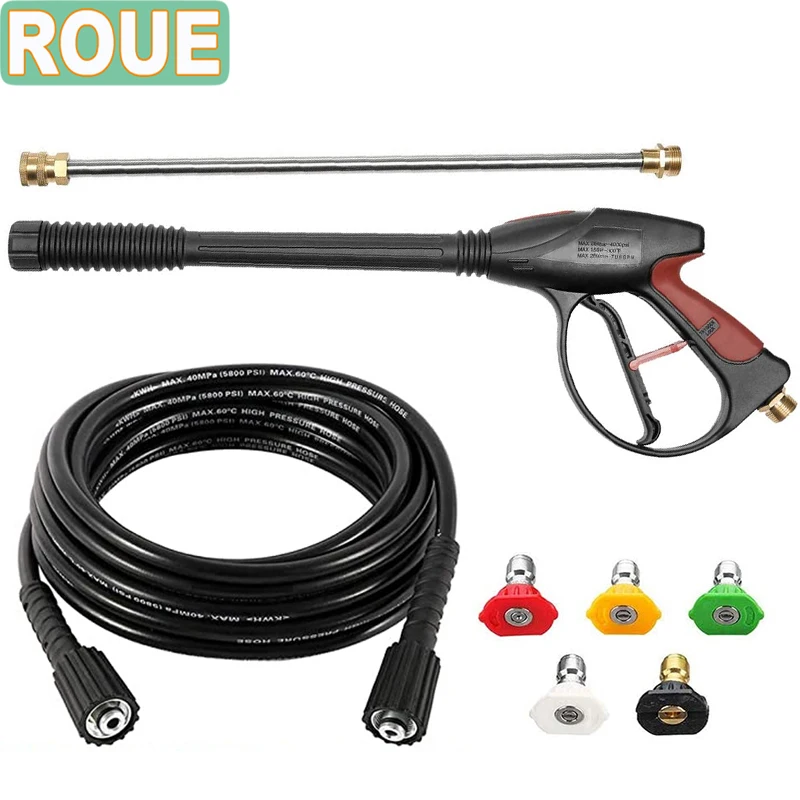 ROUE High Pressure Washer Power Spray-Gun With 19'' Extension Wand 4 Quick Connect Nozzles 1 soap Nozzle for Home Washer
ROUE High Pressure Washer Power Spray-Gun With 19'' Extension Wand 4 Quick Connect Nozzles 1 soap Nozzle for Home Washer