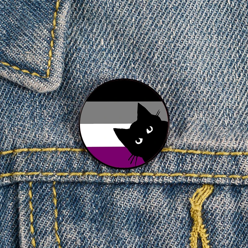 

Asexual ace pride cat Pin Custom cute Brooches Shirt Lapel teacher tote Bag backpacks Badge Cartoon gift brooches pins for women