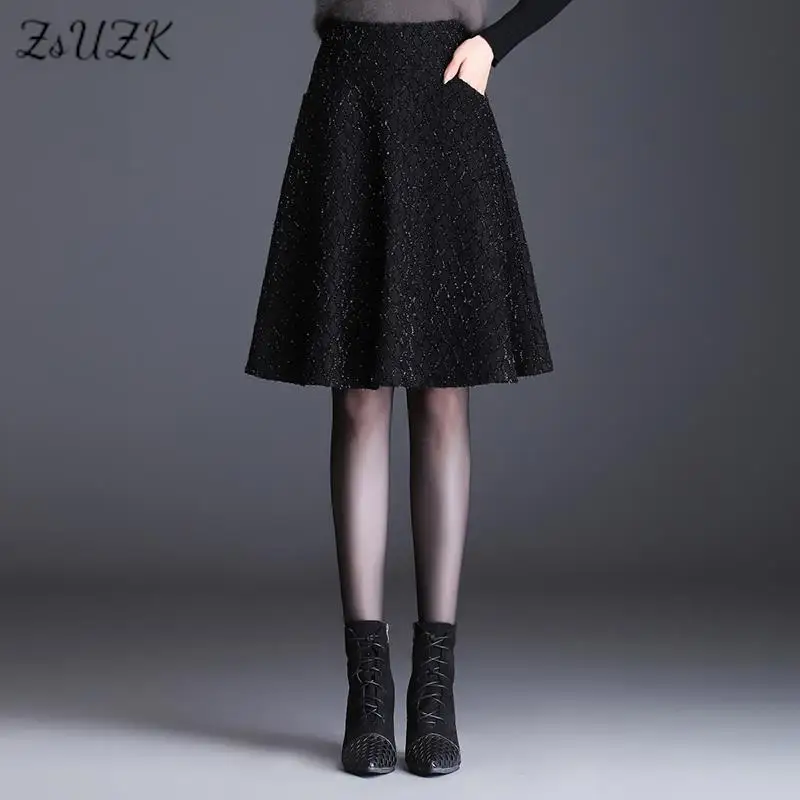 ZUZK Women Fashion Plaid Knee-Length A-Line Skirt Autumn Winter Elegant Chic All-Match High Waist Black Skirts Pocket
ZUZK Women Fashion Plaid Knee-Length A-Line Skirt Autumn Winter Elegant Chic All-Match High Waist Black Skirts Pocket