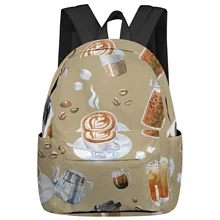 Coffee Cup Coffee Beans Women Man Backpacks Waterproof Travel School Backpack For Student Boys Girls Laptop Book Pack Mochilas