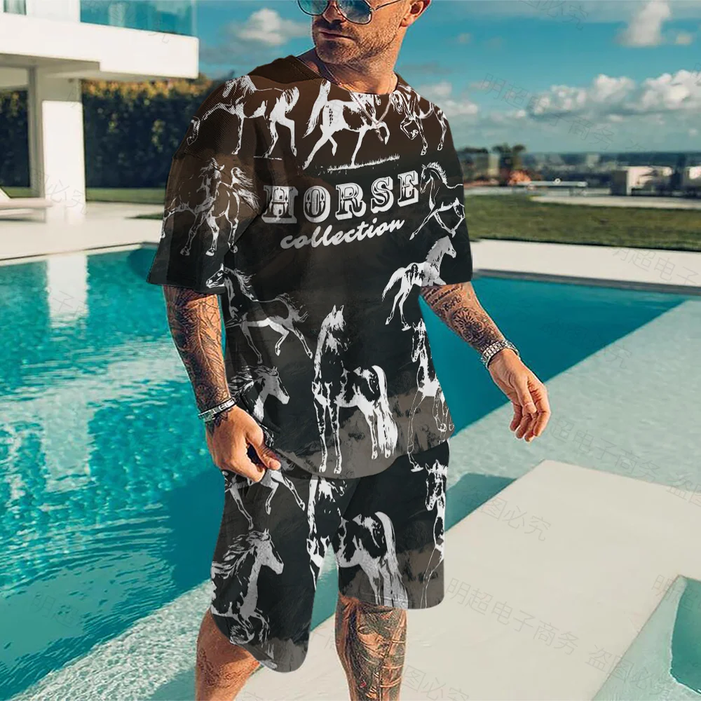 LIASOSO Fashion Horse Pentium 3D Printing Men's Two-piece Horse Pattern Short Sleeve T-Shirt + Shorts Sportswear
LIASOSO Fashion Horse Pentium 3D Printing Men's Two-piece Horse Pattern Short Sleeve T-Shirt + Shorts Sportswear