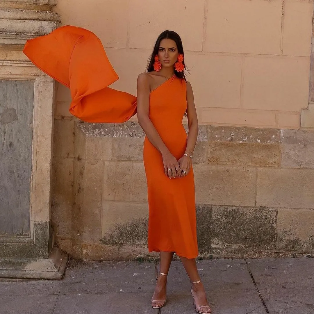 Vintage Short Orange Satin Evening Dresses فساتين السهرة Sheath One Shoulder Tea Length Prom Dress Robe de soirée for Women
Vintage Short Orange Satin Evening Dresses فساتين السهرة Sheath One Shoulder Tea Length Prom Dress Robe de soirée for Women