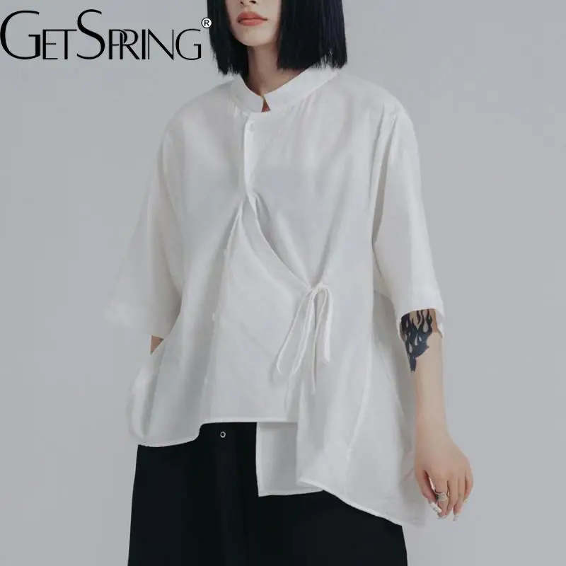 Getspring Women Blouse Irregular Straps Cotton Blouse Shirt Black White Asymmetrical Loose Leisure Long Shirt Tops 2022 New
Getspring Women Blouse Irregular Straps Cotton Blouse Shirt Black White Asymmetrical Loose Leisure Long Shirt Tops 2022 New