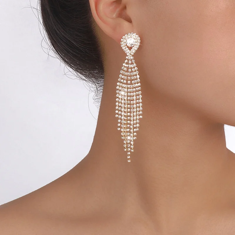 European and American Jewelry High-Key Dignified Tassel Rhinestone Earrings Drop-Shaped Diamond Niche Normcore Bag Earrings
European and American Jewelry High-Key Dignified Tassel Rhinestone Earrings Drop-Shaped Diamond Niche Normcore Bag Earrings