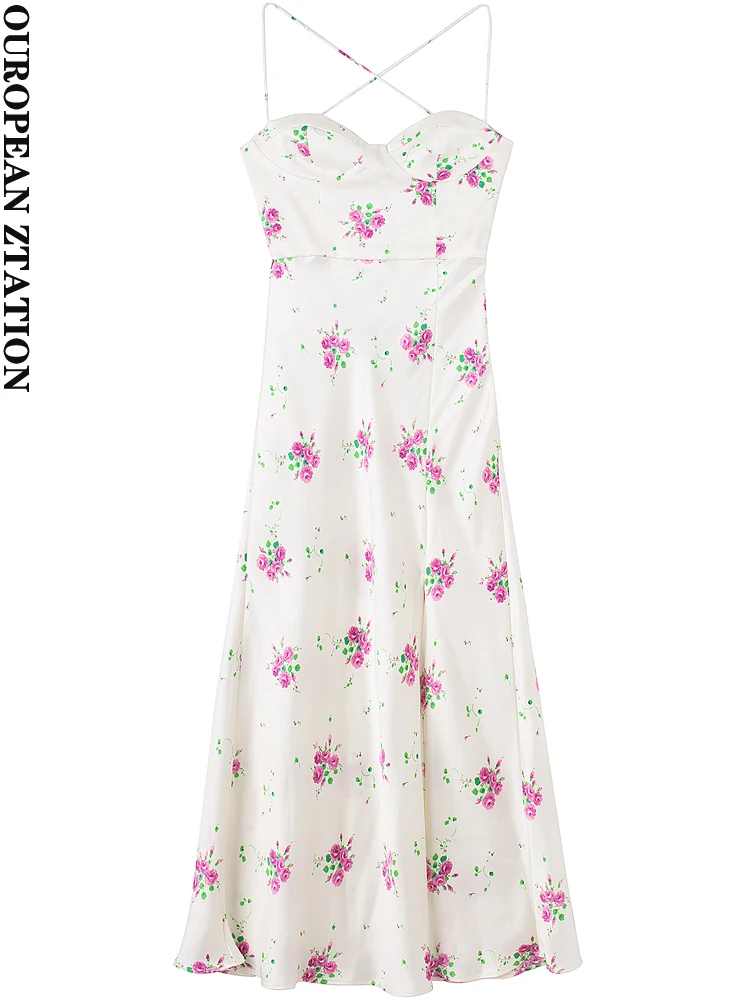 PAILETE Women 2022 fashion front slit floral print satin midi dress vintage backless cross ties thin straps female dresses mujer
PAILETE Women 2022 fashion front slit floral print satin midi dress vintage backless cross ties thin straps female dresses mujer