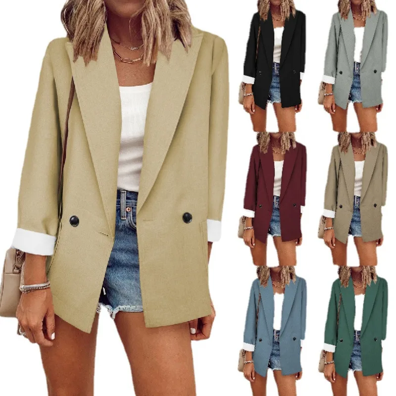 Women Slim Solid Color Long Sleeves Blazer 2022 New Autumn Street Elegant Office Korean Casual Loose Single Breasted Coat
Women Slim Solid Color Long Sleeves Blazer 2022 New Autumn Street Elegant Office Korean Casual Loose Single Breasted Coat
