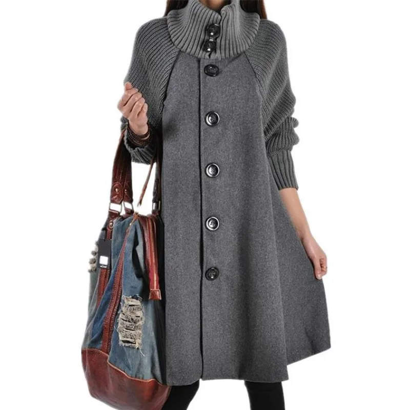 Mid-length Single Breasted Woolen Coat Cloak Woolen Trench Coat Women's Autumn Winter Plus Size Long Loose Knitting Clothing
Mid-length Single Breasted Woolen Coat Cloak Woolen Trench Coat Women's Autumn Winter Plus Size Long Loose Knitting Clothing