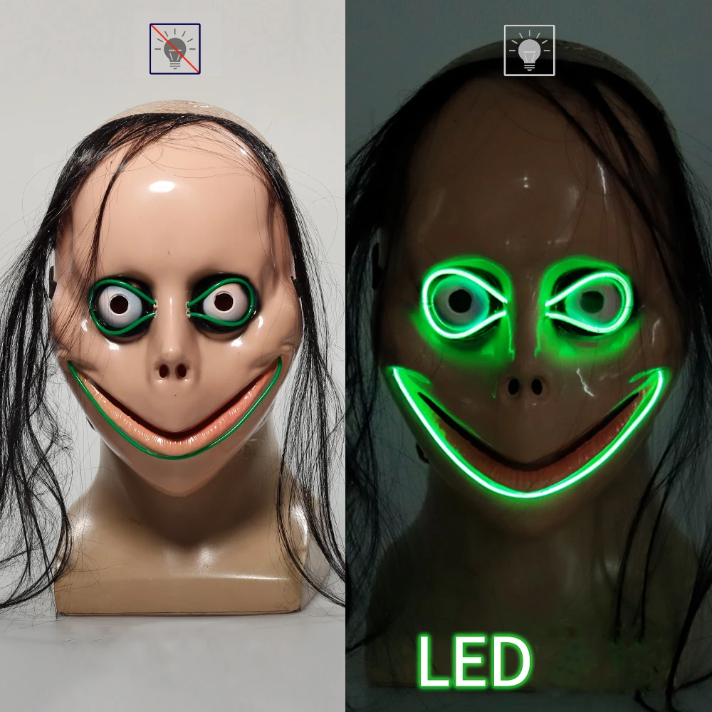 Horror Thinning Hair MOMO Mask Cosplay Anime PVC Led Hallween Carnival Party Masks 
Horror Thinning Hair MOMO Mask Cosplay Anime PVC Led Hallween Carnival Party Masks