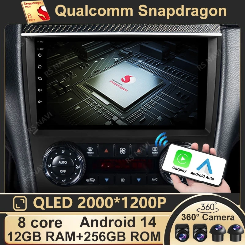 Автомобильный радиоприемник Carplay Android 14 для Audi RS3 A3 8P S3 2003-2012 мультимедийный GPS