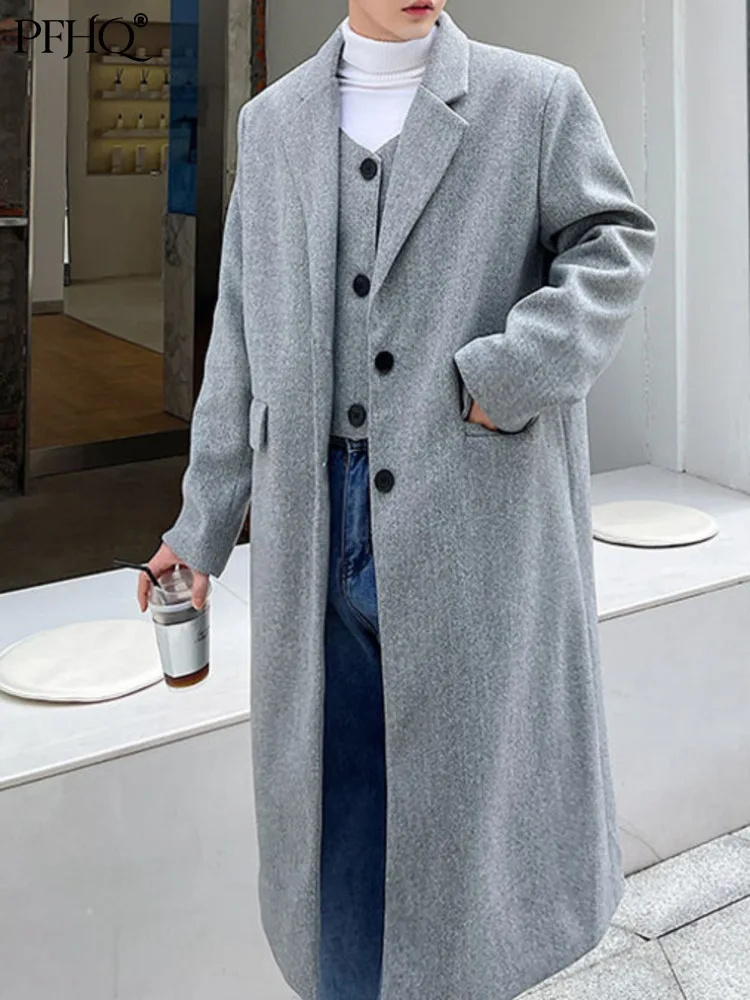 PFHQ 2022 Fashion Fake Two-piece Removable Vest Woolen Long Overcoat Men's Loose Elegant Trendy Tweed Coat Autumn Winter Trench
PFHQ 2022 Fashion Fake Two-piece Removable Vest Woolen Long Overcoat Men's Loose Elegant Trendy Tweed Coat Autumn Winter Trench